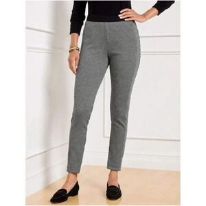 Talbots Soho Ankle Pants Womens Size 14 Black White Houndstooth Plaid Pull on